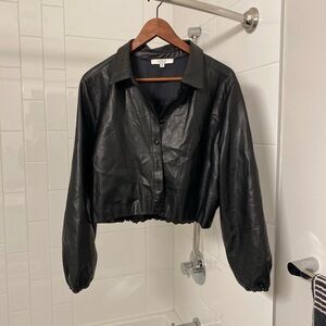 Cleo Black Leather Cropped Jacket